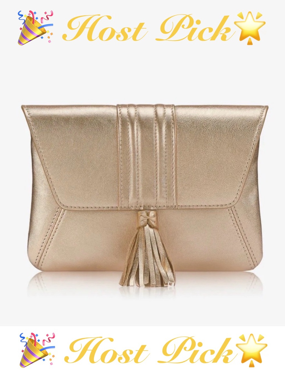 GiGi New York Ava Leather Metallic Gold Tassel Clutch